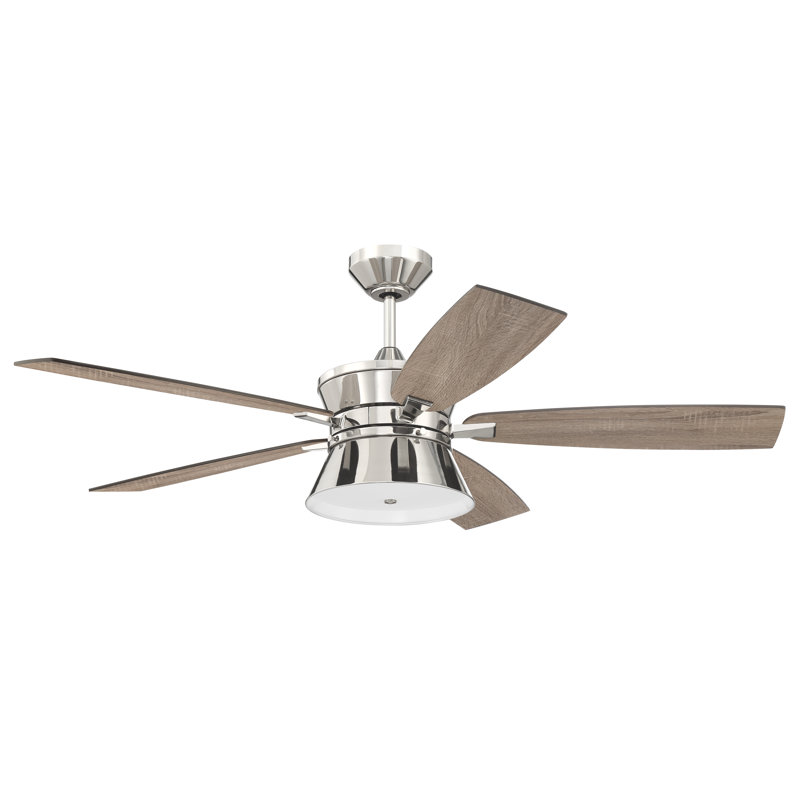52'' Ceiling Fan with LED Lights, Polished Nickel