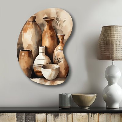 Audette - Asymmetrical Boho Pottery Metal Wall Decor, Unique Shape Metal Wall Sculpture Print