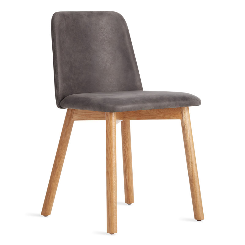 Chip Upholstered Dining Chair, Slate Genuine Leather, Smoke