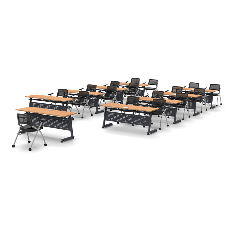 Benezar 17 Person Training Meeting Seminar Tables with Modesty Panels, 17 Chairs Complete 26 pc Set
