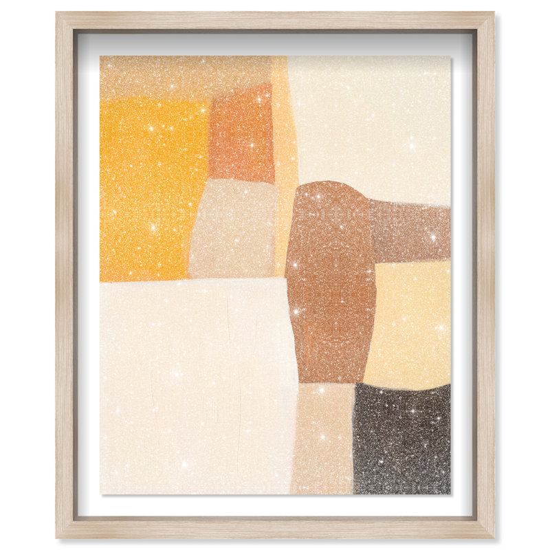 Warm Tones I Shadowbox Abstract Print by Oliver Gal, Black Frame, 16 x 20, 46.5"H x 37.5"W, Natural Oak Frame