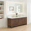 Lala 84" Double Bathroom Vanity with Grain White Engineered Stone Countertop with Mirror-730370383