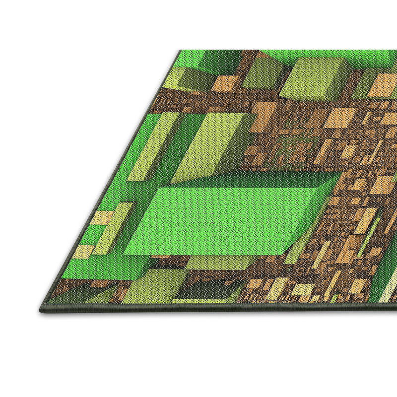 Tapis vert/brun à motifs, Rectangle 5 pi x 7 pi
