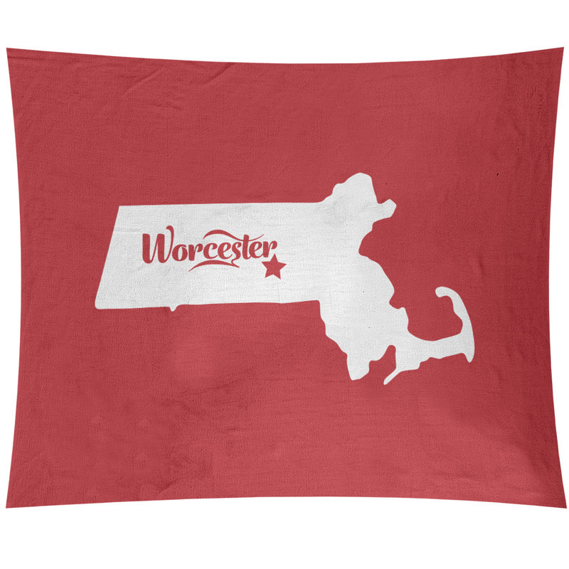 Tapisserie murale Worcester, Massachusetts, H 27,5 po x l 37,5 po, Rouge