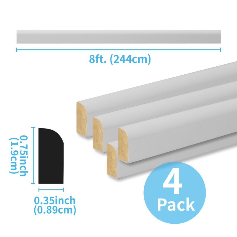 Art3d 96''x0.75''x0.35'' Wall Corner Moulding Trim,Glue Up Wall Corner Trim Moulding for Wall Edge Corner Countertop,Set of 4