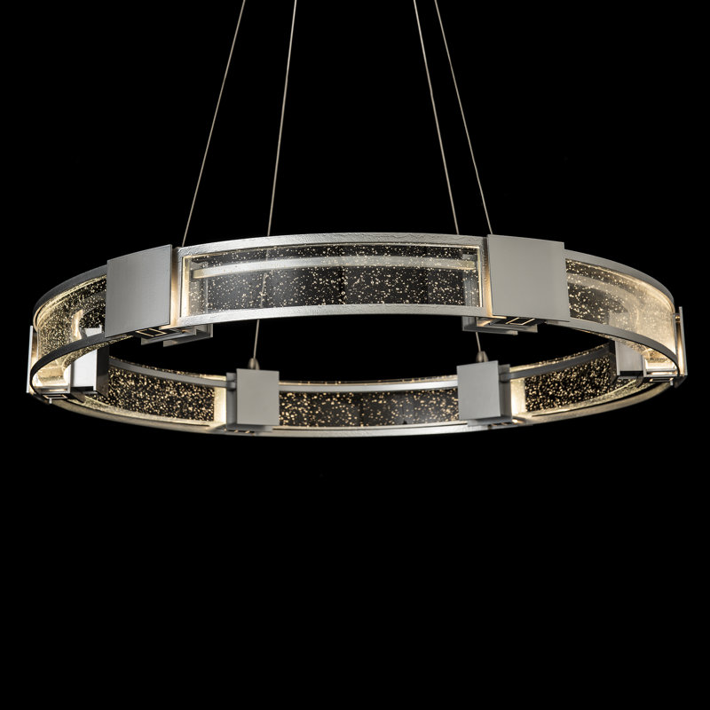 Aura Glass Ring Chandelier, Sterling, Seeded Clear Glass