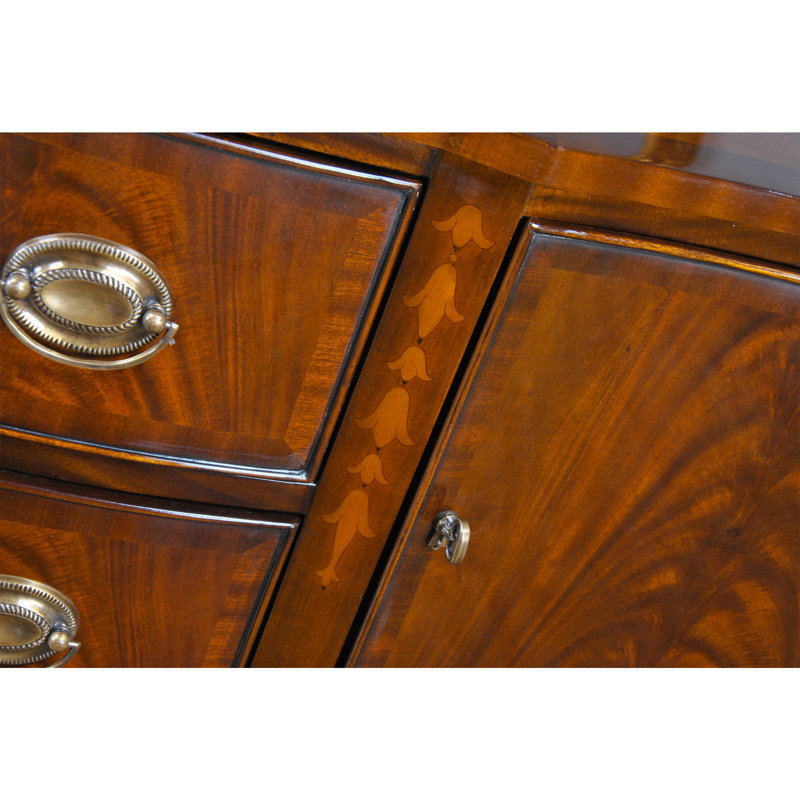 Serpentine Mahogany Sideboard with Bronze Hardware and Sapele Banding