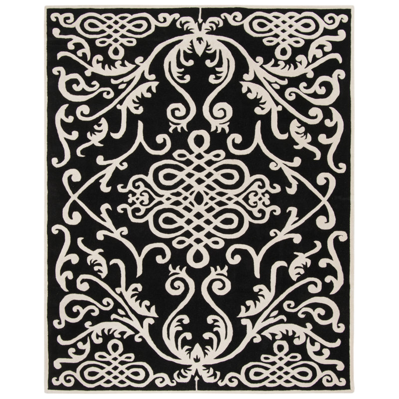 Tapis noir en laine touffeté à la main Westmanland, Rectangle 8 pi 3 po x 11 pi