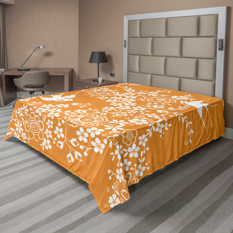 Drap-housse orange Ambesonne, Drap plat pour très grand lit californien