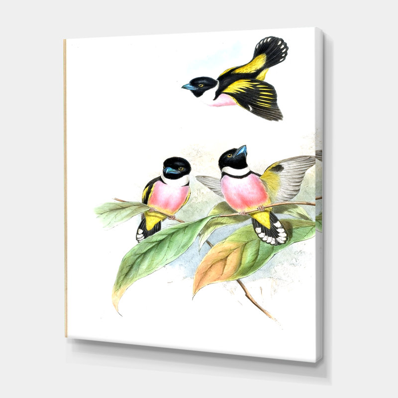 Oiseaux d'époque III - peinture sur toile, H 20 po x l 12 po x P 1po, Toile tendue