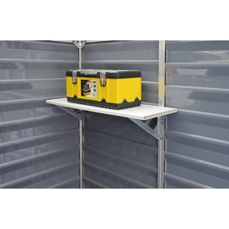 White Steel and Plastic Shed Storage Shelf Kit