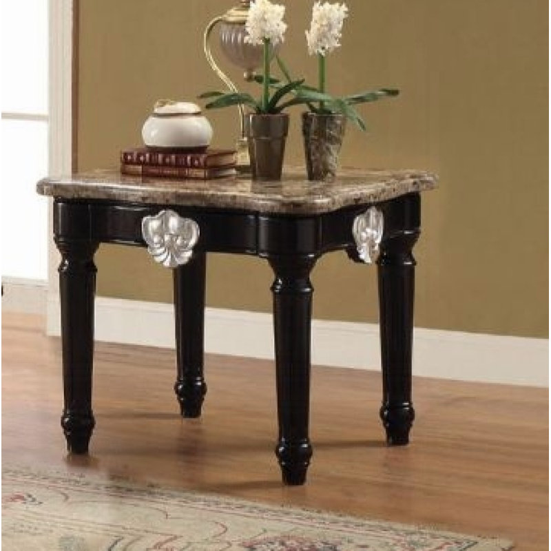Table de bout Ernestine, H 25 po x l 27 po x P 27 po, Plateau en marbre naturel