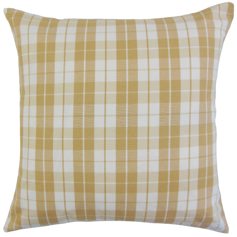 Joss Plaid Reversible Pillow Cover, Honey