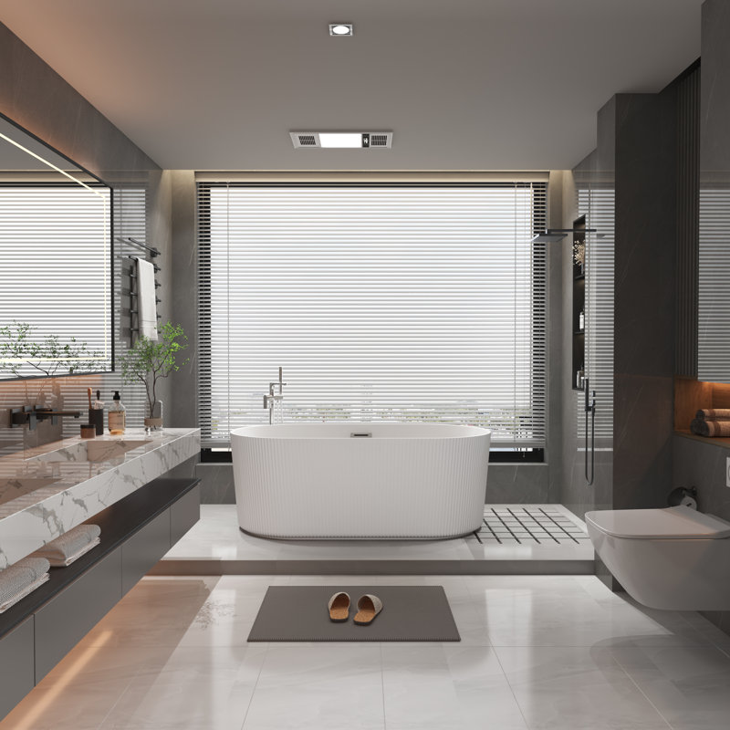59'' x 28'' Freestanding Soaking Acrylic Bathtub