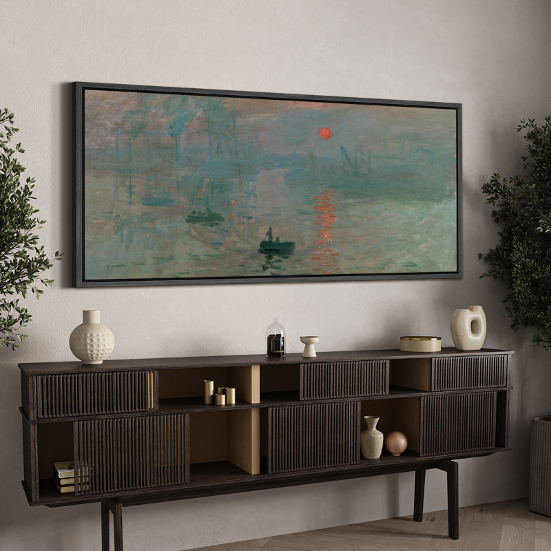 Famous Artwork " Sunrise Over Water Monet ", Black