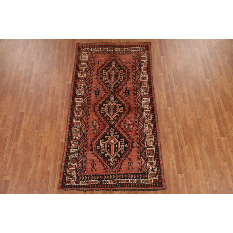 Tapis traditionnel en laine à motif géométrique 4 x 8