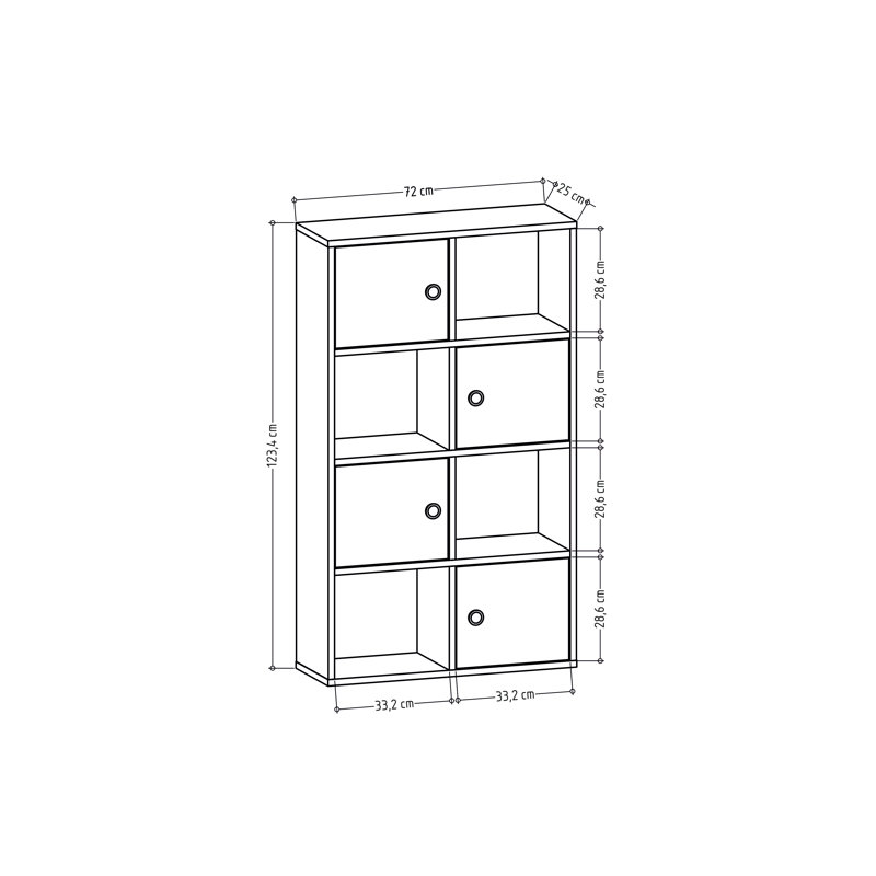 Tilton Bookcase, White/Anthracite, (4 Shelves) 28"H x 49"W x 10"D