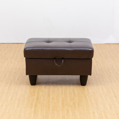 Julies 28.5" Wide Faux Leather Storage Ottoman