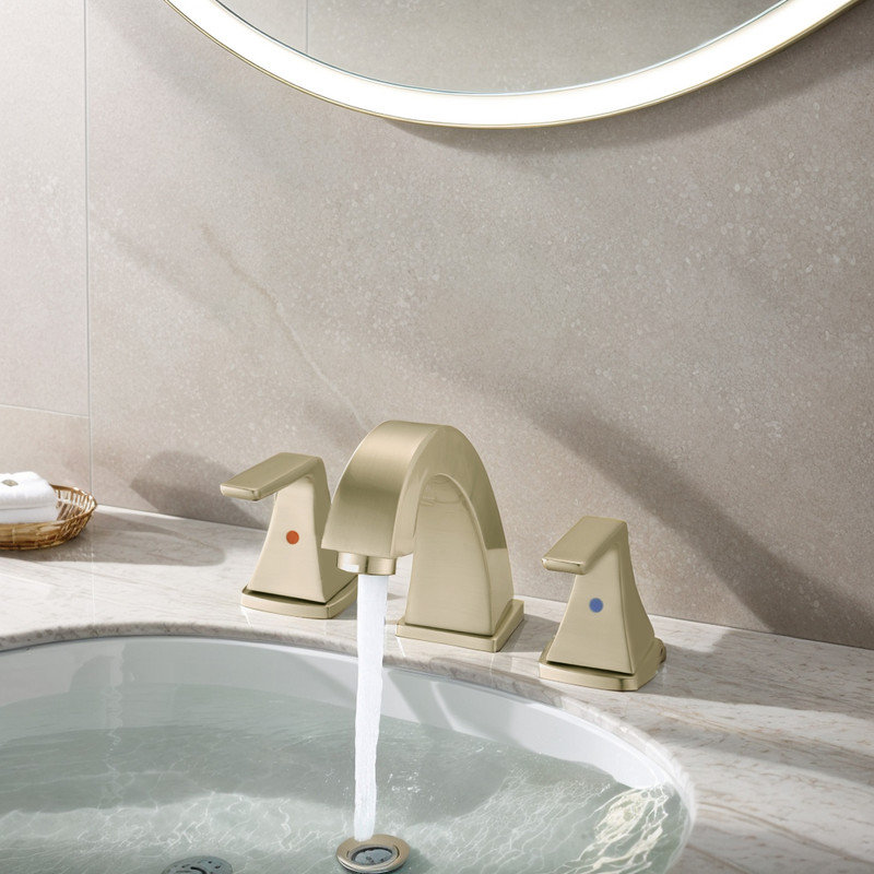 Robinet de salle de bain à 2 poignées avec bonde escamotable, Or brossé