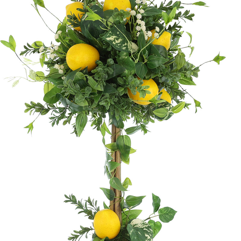 Springfield 30'' Faux Lemon Topiary in Ceramic Decorative Vase