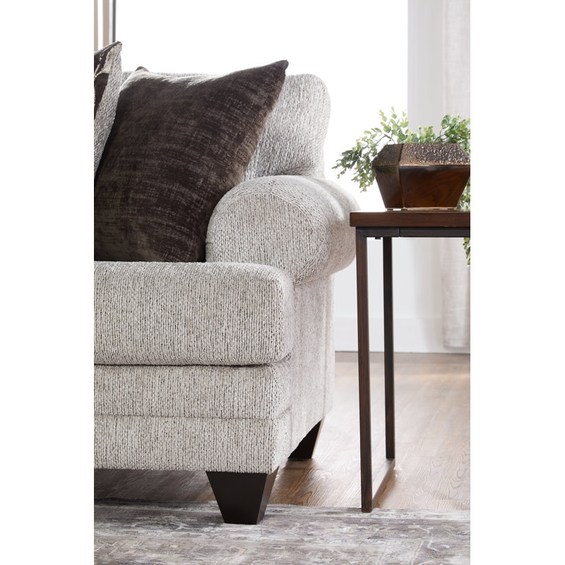 Cannoy Upholstered 93'' Sofa, Light Gray Polyester Blend
