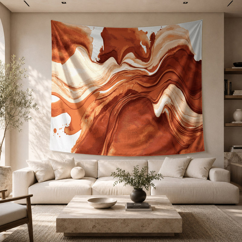Tapisserie murale aquarelle abstraite 3, 68 po x 80 po