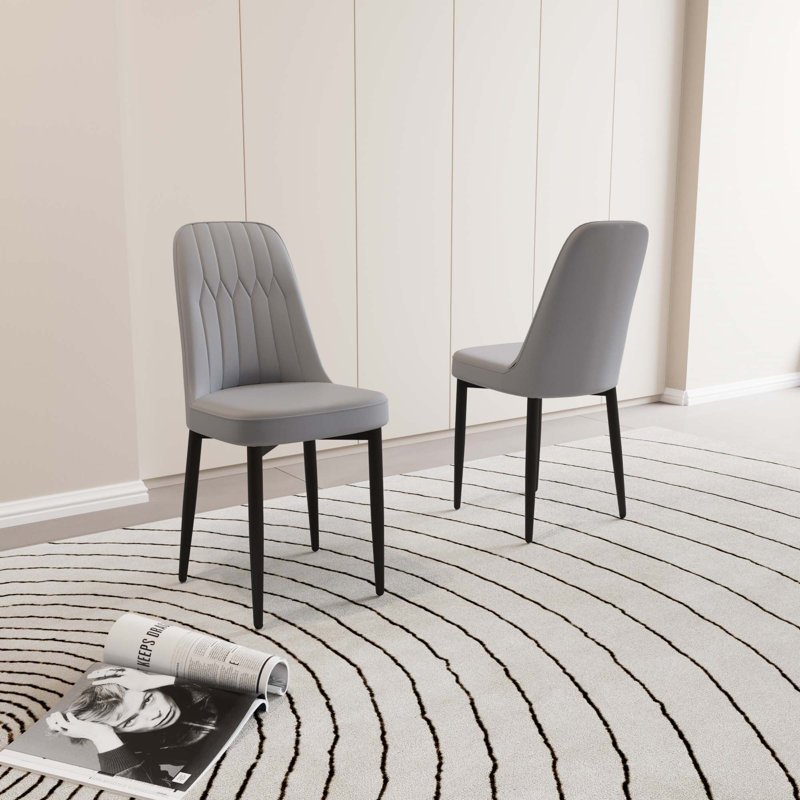 PU Leather Dining Chair, Grey, 2
