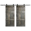 Porte de grange coulissante double en bois de pin avec trousse de quincaillerie Castle Series-82520896-60983664