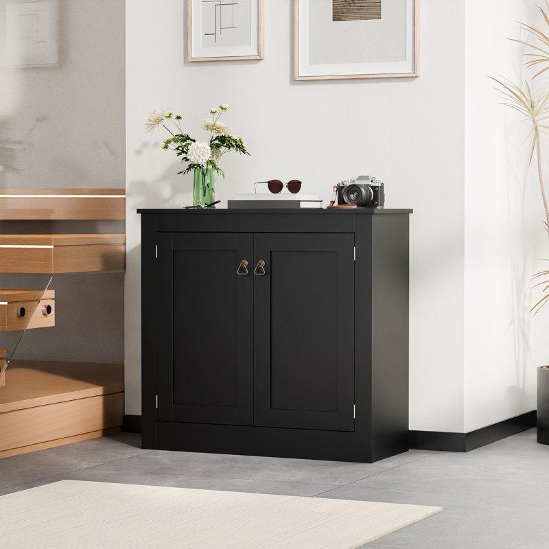 Cryal 31.5" W Sideboard with Adjustable Shelves, Black