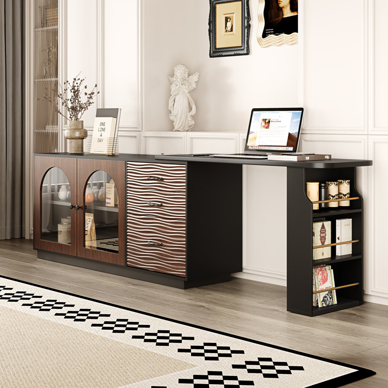 Extended Home Ofiice Desk Up To 94.5'' Writing Desk With Storage Cabinets And Drawers