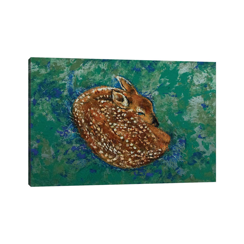 Sleeping Fawn by Michael Creese - Painting on Canvas, Wrapped Canvas, 20.32cm H x 30.48cm W x 1.91cm D