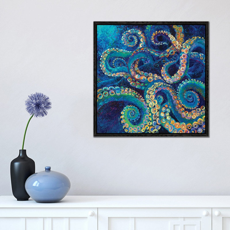 Tentacollage II by Iris Scott - Floater Frame Square Print on Canvas, Black Framed, 45.72 cm H x 45.72 cm W