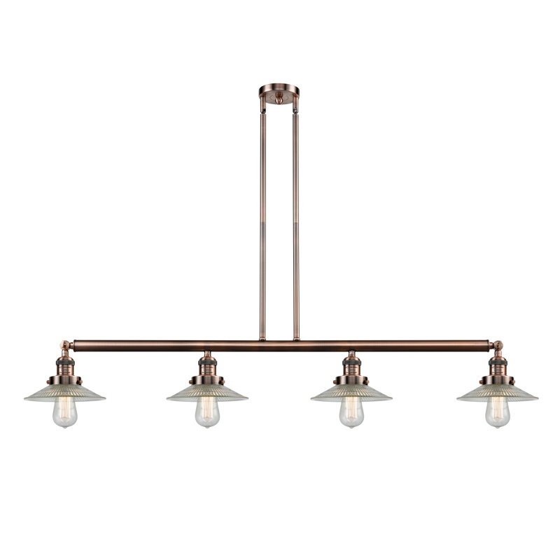 Miramontes 4 - Light Kitchen Island Pendant, Clear Halophane, Polished Nickel