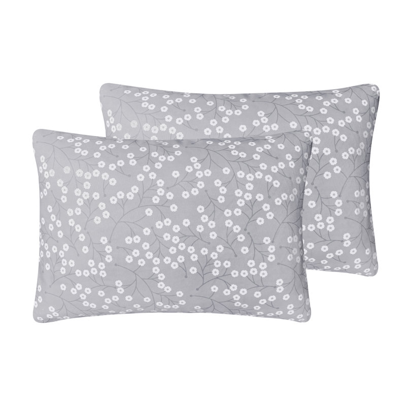 Indie-Rose Microfiber - Set of 2, Gray, Floral