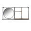 Unité de rangement murale moderne en métal et bois avec miroir - Structure ouverte avec verre, fer et étagères pour un affichage décoratif élégant et une organisation fonctionnelle.