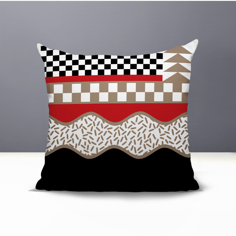 Coussin carré intérieur / extérieur Trix Abstract, Carré 16 po, Rouge