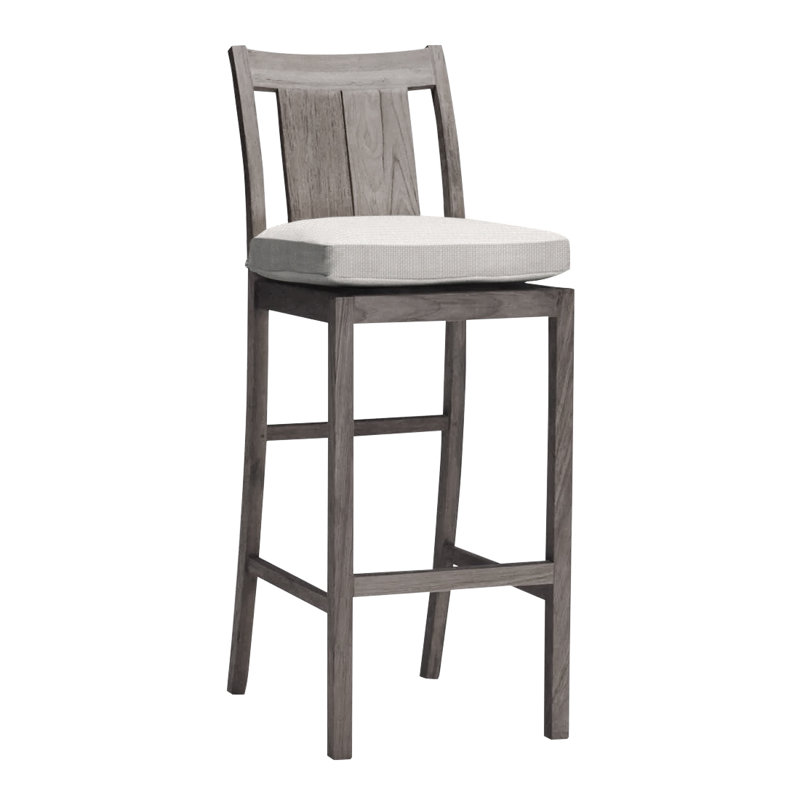 Tabouret de comptoir 24 po Croquet, Pas de soudure, Teck huître, Sunbrella® ‑ lin neige