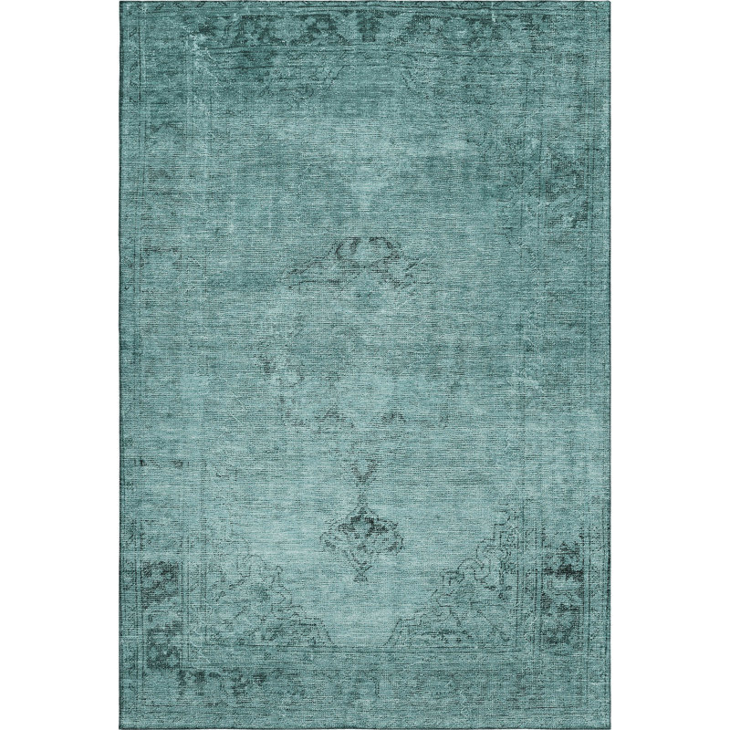 Premium Machine Washable Kiyondrea Teal Rug, Rectangle 3' x 5'
