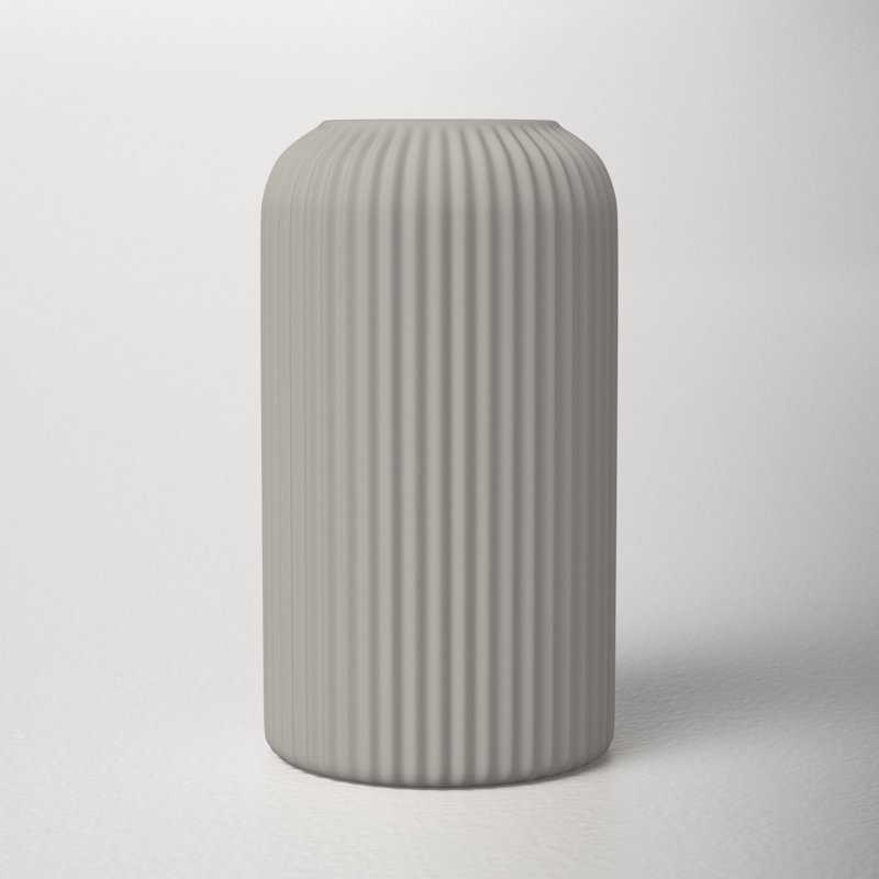 Munich Handmade Ceramic Table Vase, 6.3" H x 3.54" W x 3.54" D, Gray