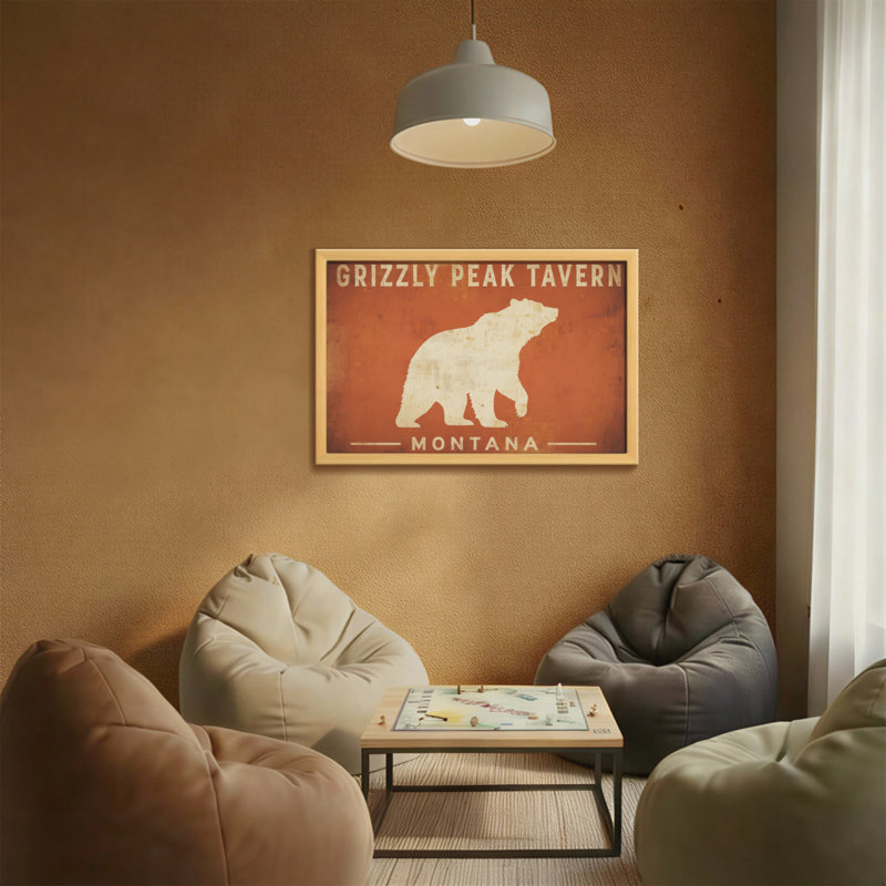 Silhouette d'animaux grizzly sur fond rustique, H 20 po x l 30 po