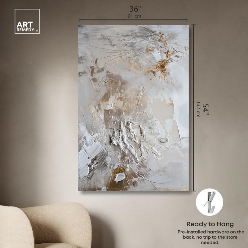 Elegant Gold Abstract Canvas Art, 54" x 36"