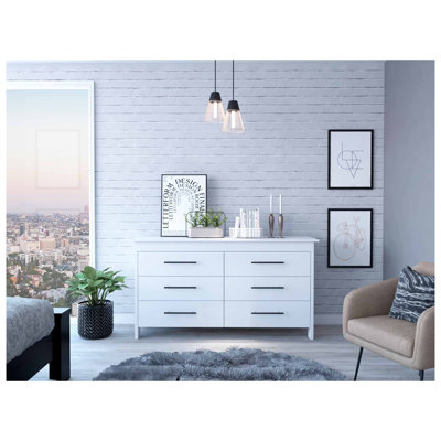 Commode rectangulaire à 6 tiroirs Southington - blanc