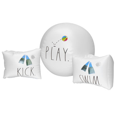 Rae Dunn: Water Wings w/ 12" Beach Ball - Swim. Kick. Play.