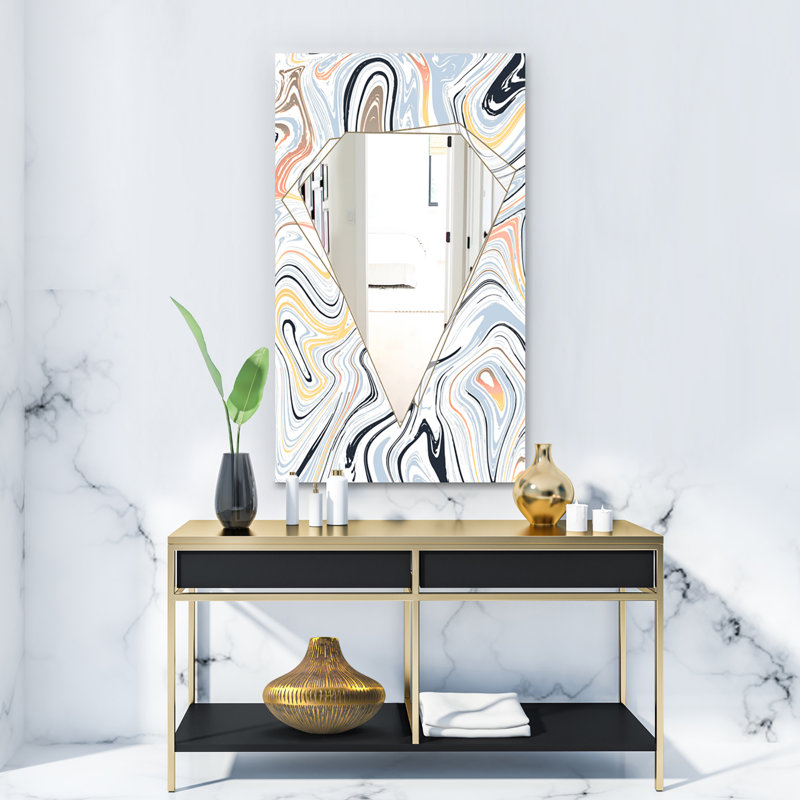 Miroir décoratif Marbré, H 39,4 po x l 29,5 po, White/Blue/Gray