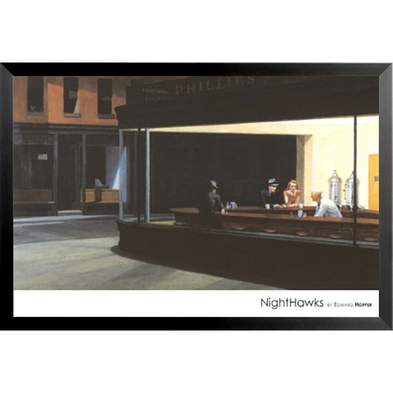 «Nighthawlks» par Edward Hopper, reproduction d'art encadrée
