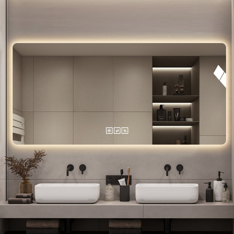 Ariaana 48'' x 24'' Frameless LED Bathroom Mirror with Anti-Fog & Tri-Color Lighting – Wall Mounted