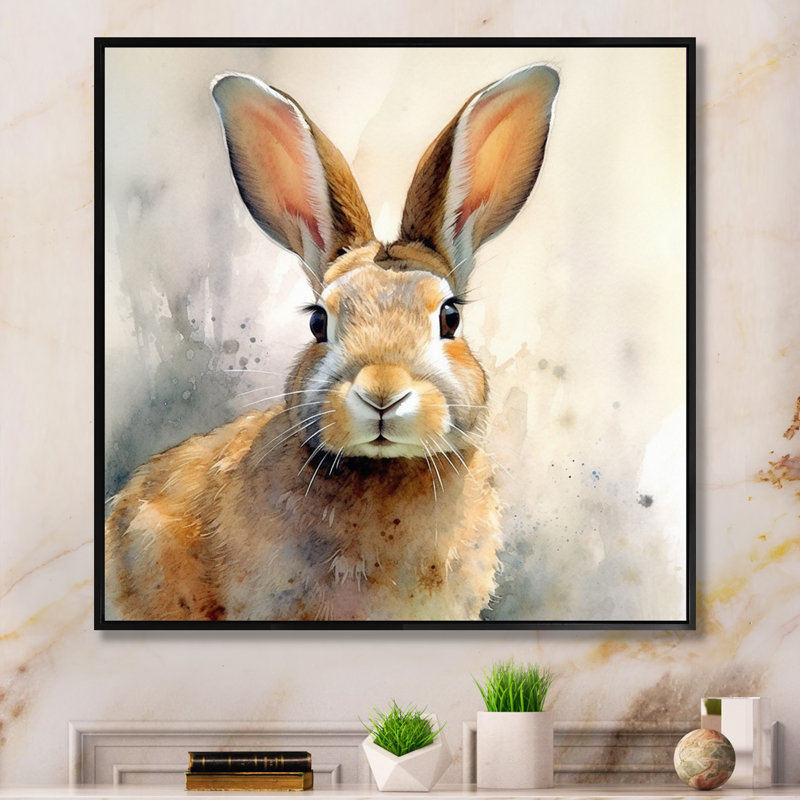 Sweet Rabbit II - Lapin, art mural, H 24 po x l 24 po x P 1 po, Cadre flottant noir
