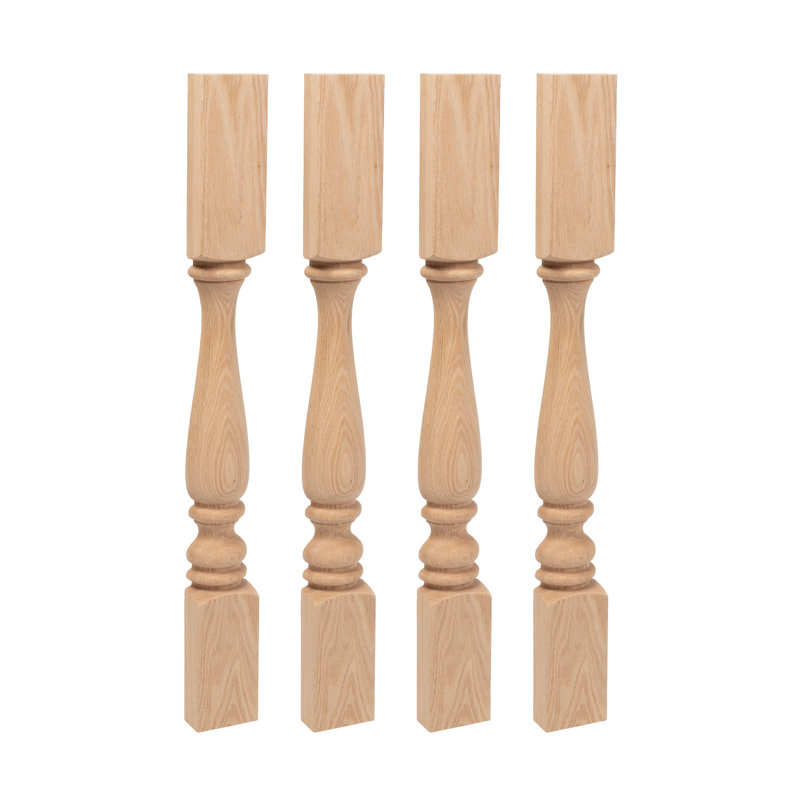 Unfinished Red Oak Half Round Kitchen Island Legs Set