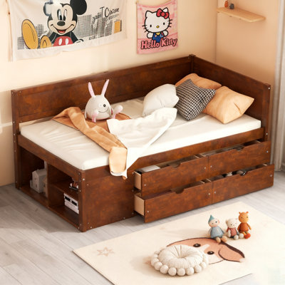 Daybed With Drawers And Shelves, Space-Saving And Stylish For Modern Bedrooms And Guest Rooms
