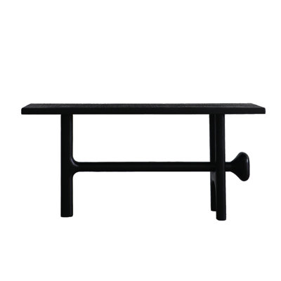 Black Minimalist Solid Pine Console Table, Irregular Shape, Entryway Cabinet for Living Room, Hotel Corridor Storage